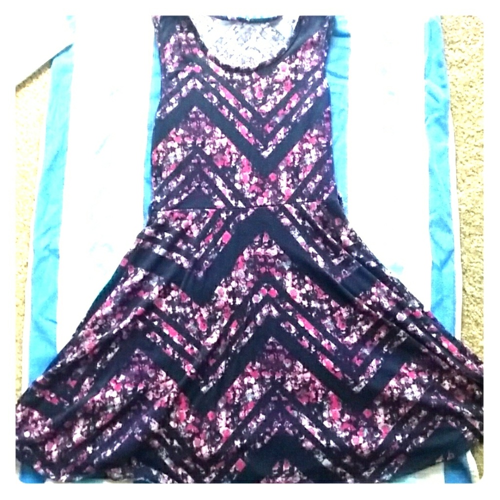 Pink and Navy Skater Dress